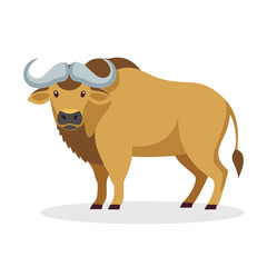 Vector Illustration of buffalo, Cute Animal Character for decor.