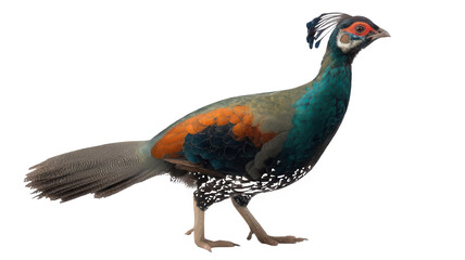 Himalayan Monal Pheasant Standing Proudly Isolated on White Transparent Background