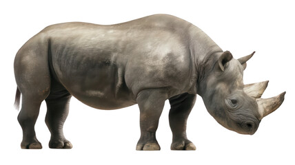 Javan Rhinoceros Side View Isolated on White Transparent Background