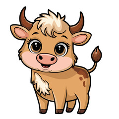 Cute highland cows funny vector white background
