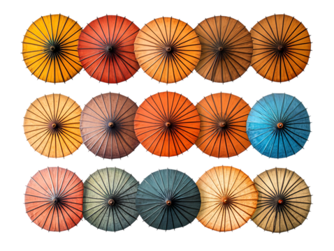 Colorful umbrellas in the rain - Powered by Adobe