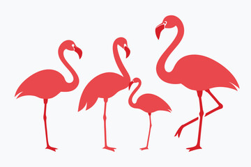set of flamingo bird vector silhouette illustration isolated on white background