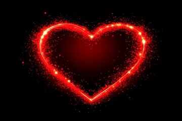 A dark background serves as the setting for a brightly glowing outline of a heart, encircled by sparks and embers