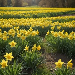 Obraz premium daffodils in the garden, daffodils in the park, yellow daffodils in the garden