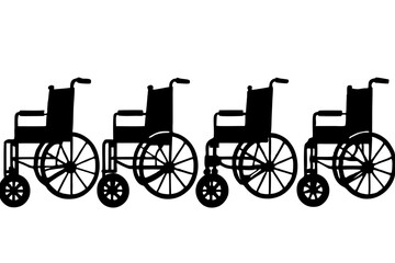 Fototapeta premium set of Wheelchair vector silhouette illustration isolated on white background
