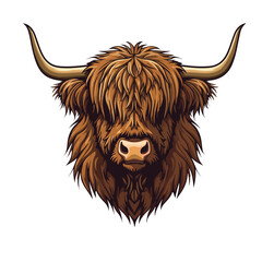 Cute highland cows funny vector white background
