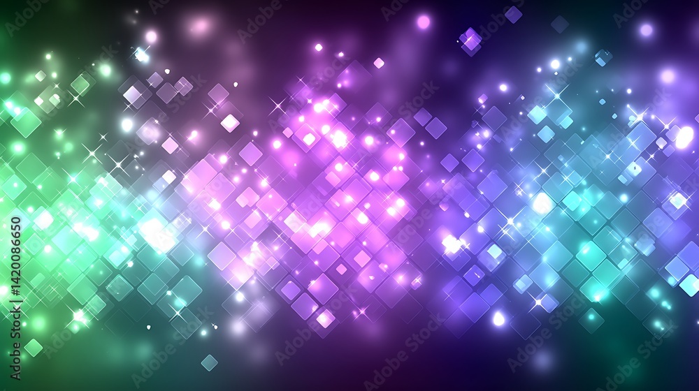 Aufkleber dynamic abstract background with shining squares and sparkling lights for creative digital designs.
