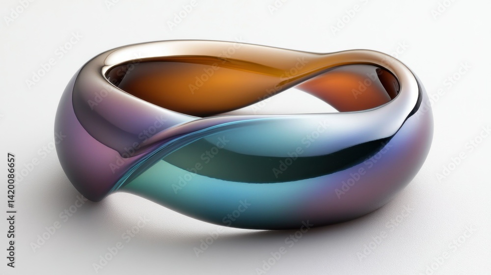 Aufkleber a glossy sculpture depicts a continuous flowing iridescent loop