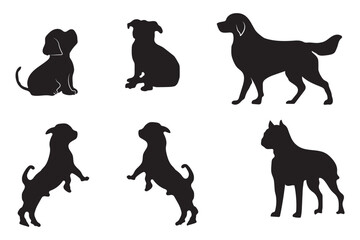 Dogs animal silhouettes set design. Symbol of pet and dog.