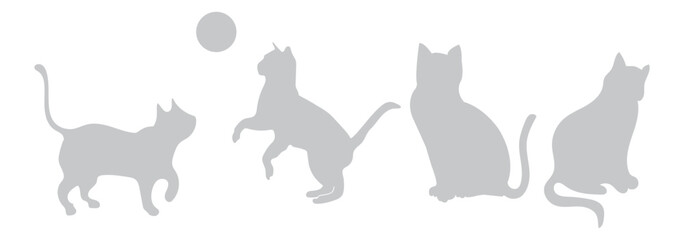 Cat Silhouette vector Icon, collection Isolated On White Background.