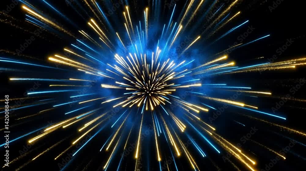 Poster radiant burst: an energetic display of exploding light rays on a black backdrop