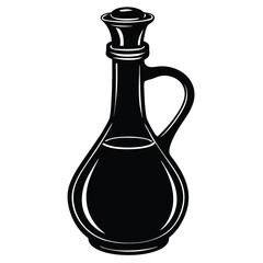 Isolated Black Vector vinegar cruet WIith White Background