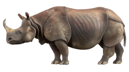 Naklejka premium Realistic Javan Rhinoceros Side View Isolated Transparent Background