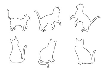 Set of cats silhouette in different poses. Set of cats silhouette in different poses.  Vector illustration of Halloween decorative elements for design decor.