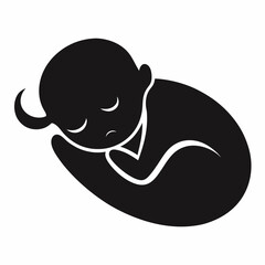 new born baby kids sleep silhouette vector icon on white background