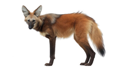 Realistic Maned Wolf from Brazil Standing Pose Transparent Background