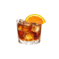 glass of whiskey with ice