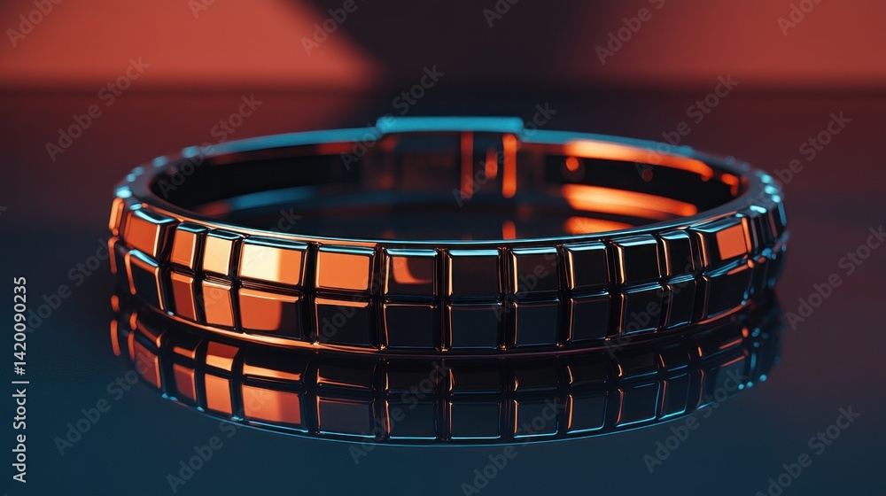 Aufkleber a shiny reflective geometric bracelet with a square block pattern