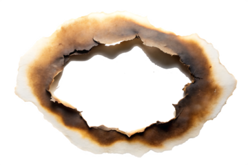 burnt hole of paper texture isolated on white background PNG.GENERATIVE AI