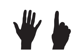 Silhouette of Open Human Hand with Fingers vector icon set illustration on white background.