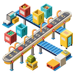 Assembly Line Conveyor Illustration