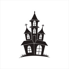 Spooky Haunted House Silhouette Vector