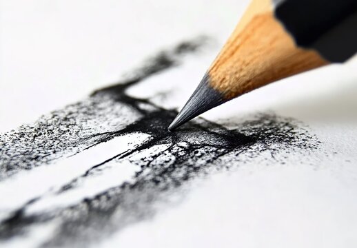 This close-up of a pencil drawing on paper captures artistic creation’s essence. Ideal for art tutorials, sketch demos, or creative inspiration