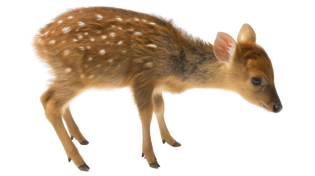 Realistic Pudu Deer from Chile in Cute Stance Transparent Background