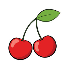 Cherry Clipart on White Background &ndash; Vector Fruit Illustration
