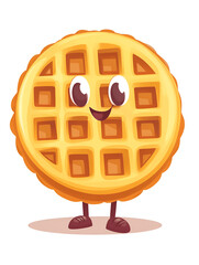 character cute waffle with a kind face on a white background