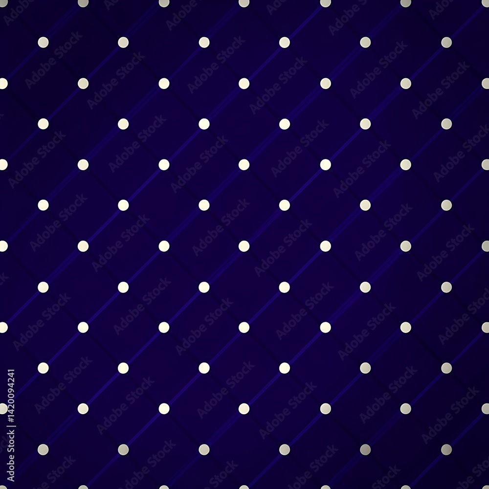 Poster elegant deep blue pattern with luminous white dots arranged on diagonal lines seamlessly.