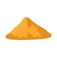 Sand pile. Yellow sandy heap, construction building material piles, bulk construction material heap. Sandy mound vector illustration 