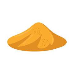 Sand pile. Yellow sandy heap, construction building material piles, bulk construction material heap. Sandy mound vector illustration 