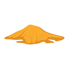 Sand pile. Yellow sandy heap, construction building material piles, bulk construction material heap. Sandy mound vector illustration 