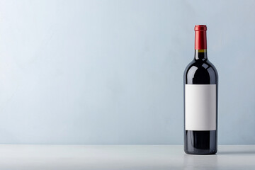 Elegant red wine bottle with blank label. Ideal for branding or product presentations, showcasing simplicity, clarity, and premium beverage aesthetics.