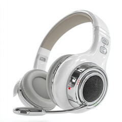 White wireless gaming headset with microphone noise cancelling over ear headphones for pc ps5