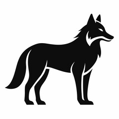 stylish wolf silhouette animal vector icon with white background