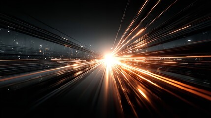 Obraz premium The dazzling core is surrounded by abstract orange light. symbolizes mobility, speed, technology, and future concepts. Generative Ai