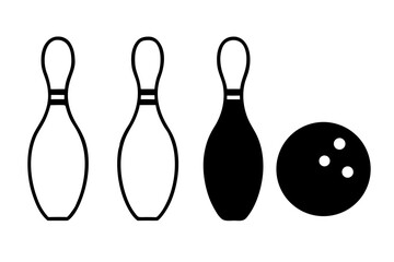 Bowling ball strike pin vector silhouette illustration isolated on white background