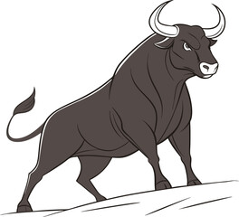 vector illustration of a black and white bull
