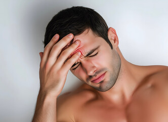 Fototapeta premium Man Suffering from a Forehead Headache