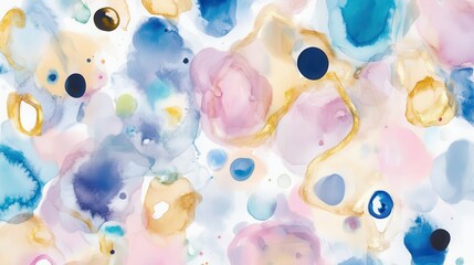 Watercolor Blooms A dreamlike blend of circles gold trails  colorful washes