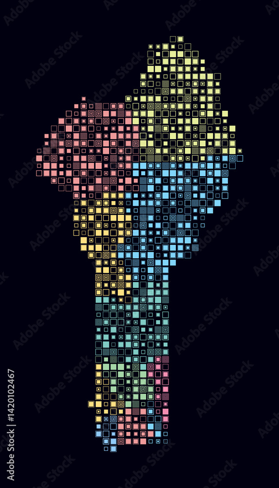 Poster benin, shape of the country build of colored cells. digital style map of the benin on dark backgroun
