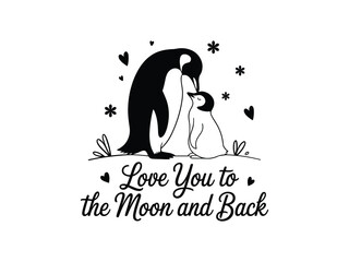 Penguin Mother's Day Family Vector