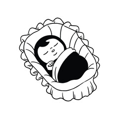 Baby sleeping room linocut