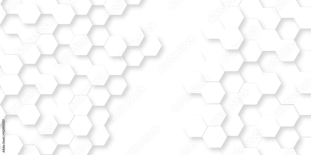 Poster abstract emboss white hexagonal background. luxury white pattern. vector futuristic minimal honeycom