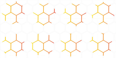 Abstract geometric hexagon pattern with stars and honeycomb design in yellow and orange tones