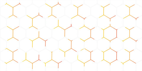 Seamless honeycomb pattern with stars and stripes in yellow and orange geometric design