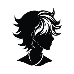 Half up half down hair style silhouette.eps