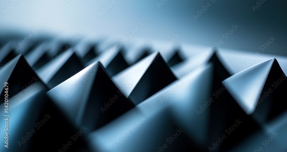Poster close up view of many metallic triangular prisms